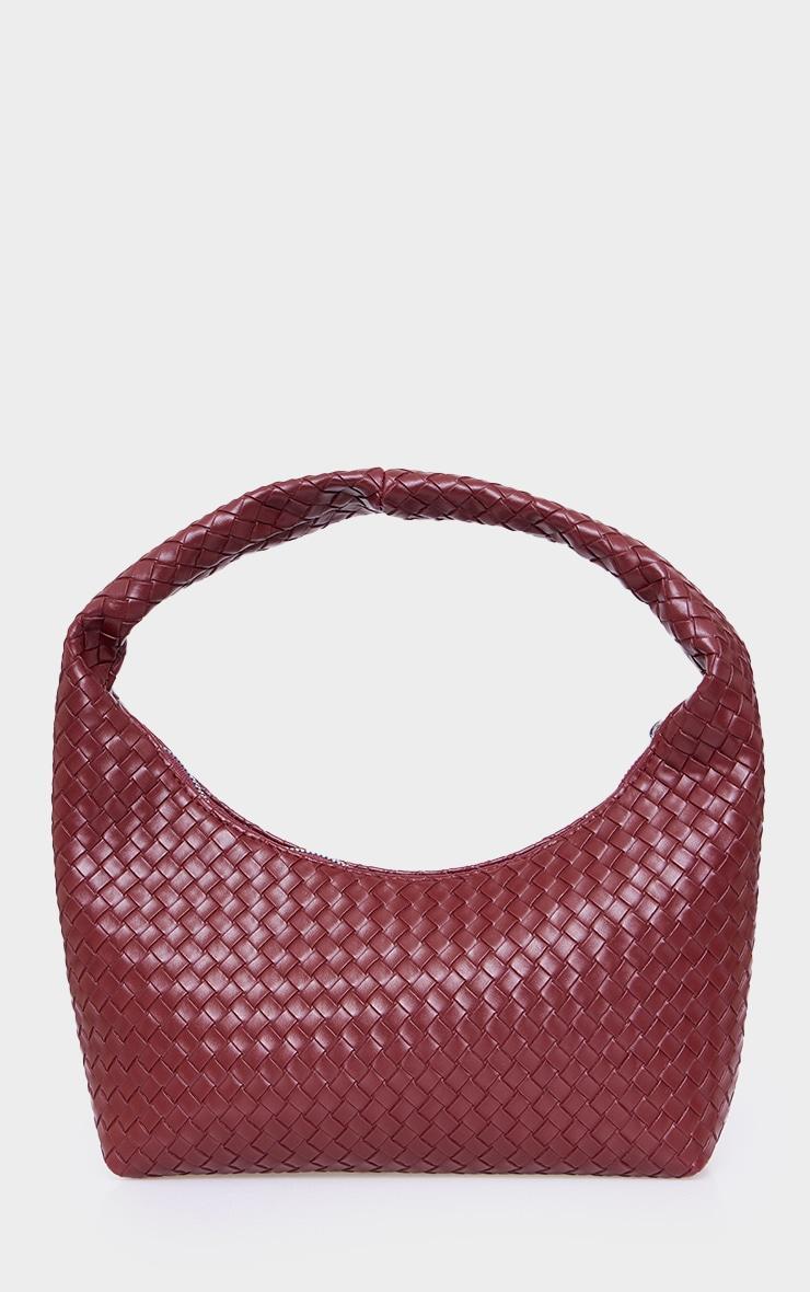 Burgundy Pu Weave Handbag Product Image