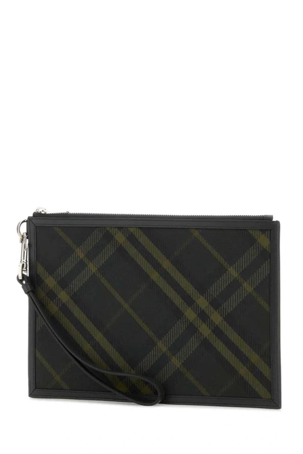 BURBERRY Embroidered Canvas Clutch Bag In Printed Product Image