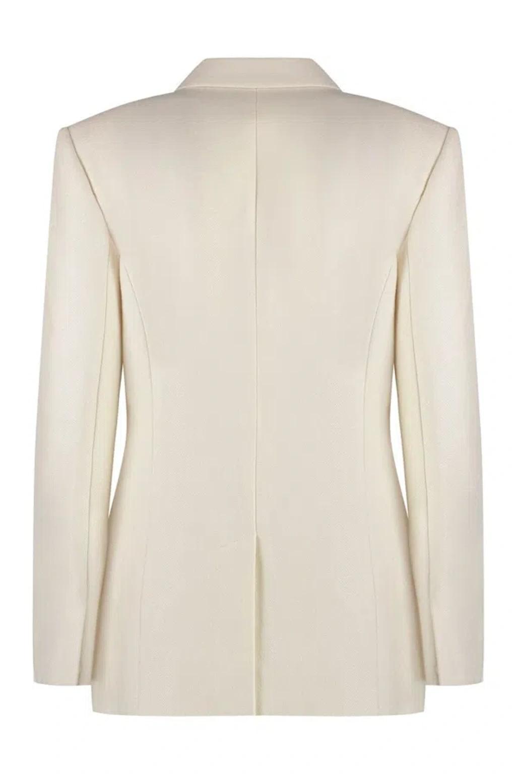 Chloe Ladies Coconut Milk Peak-lapels Double-breasted Blazer In White Product Image