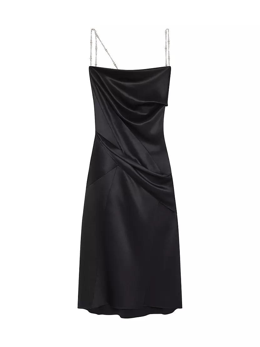 Straps Dress in Satin with Pearls & Crystals Product Image