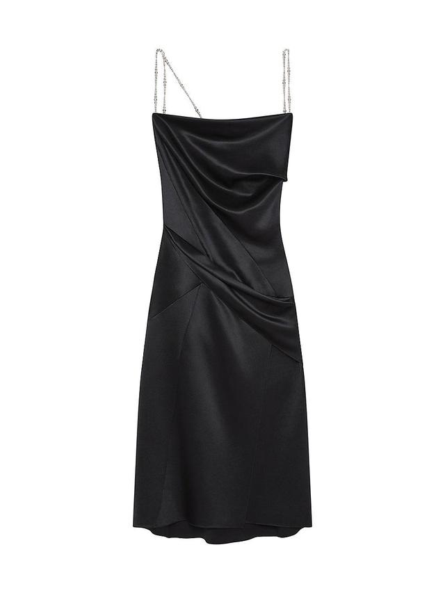 Womens Straps Dress in Satin with Pearls & Crystals Product Image