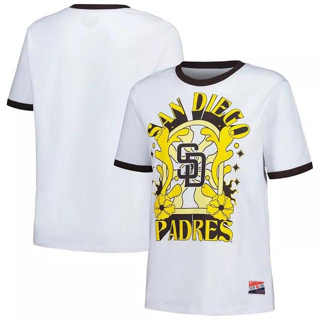 New Era Womens White San Diego Padres Oversized Ringer T-Shirt Product Image