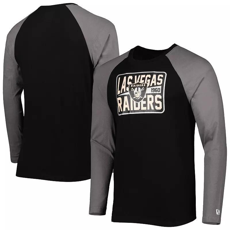 Mens New Era Black Las Vegas Raiders Current Raglan Long Sleeve T-Shirt Product Image