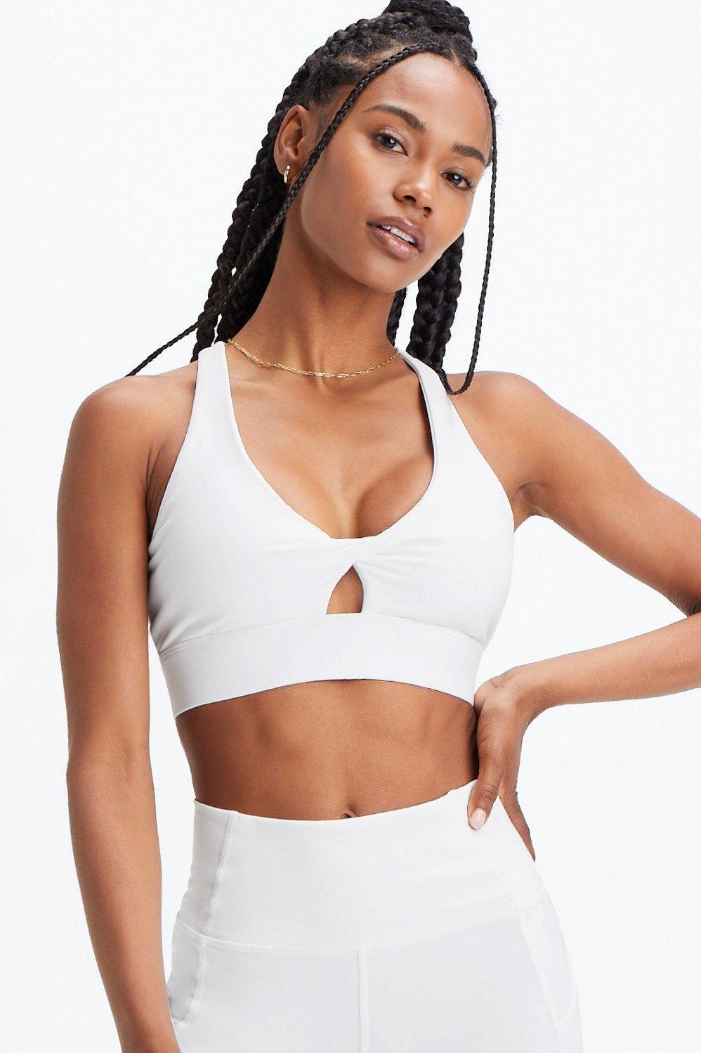 Fabletics Oasis Twist Sports Bra Womens white Size L Product Image