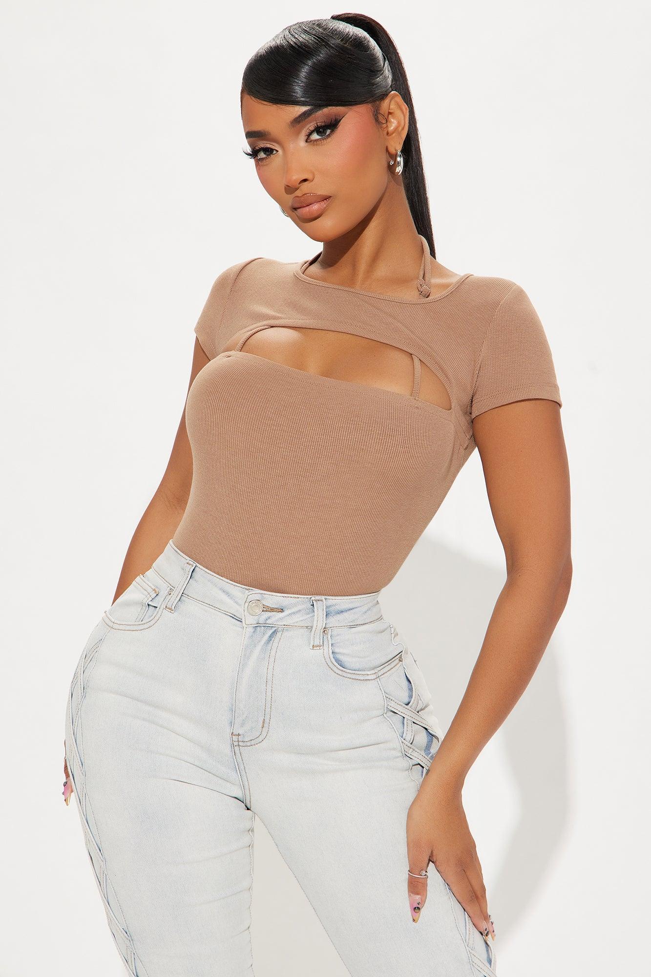 Just Another Day Short Sleeve Bodysuit - Mocha Product Image