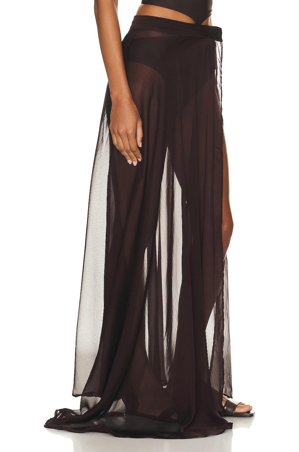 Shani Shemer Alaia Long Slit Skirt in Brown Product Image