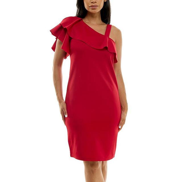 Womens Nina Leonard One-Shoulder Ruffled Dress Product Image