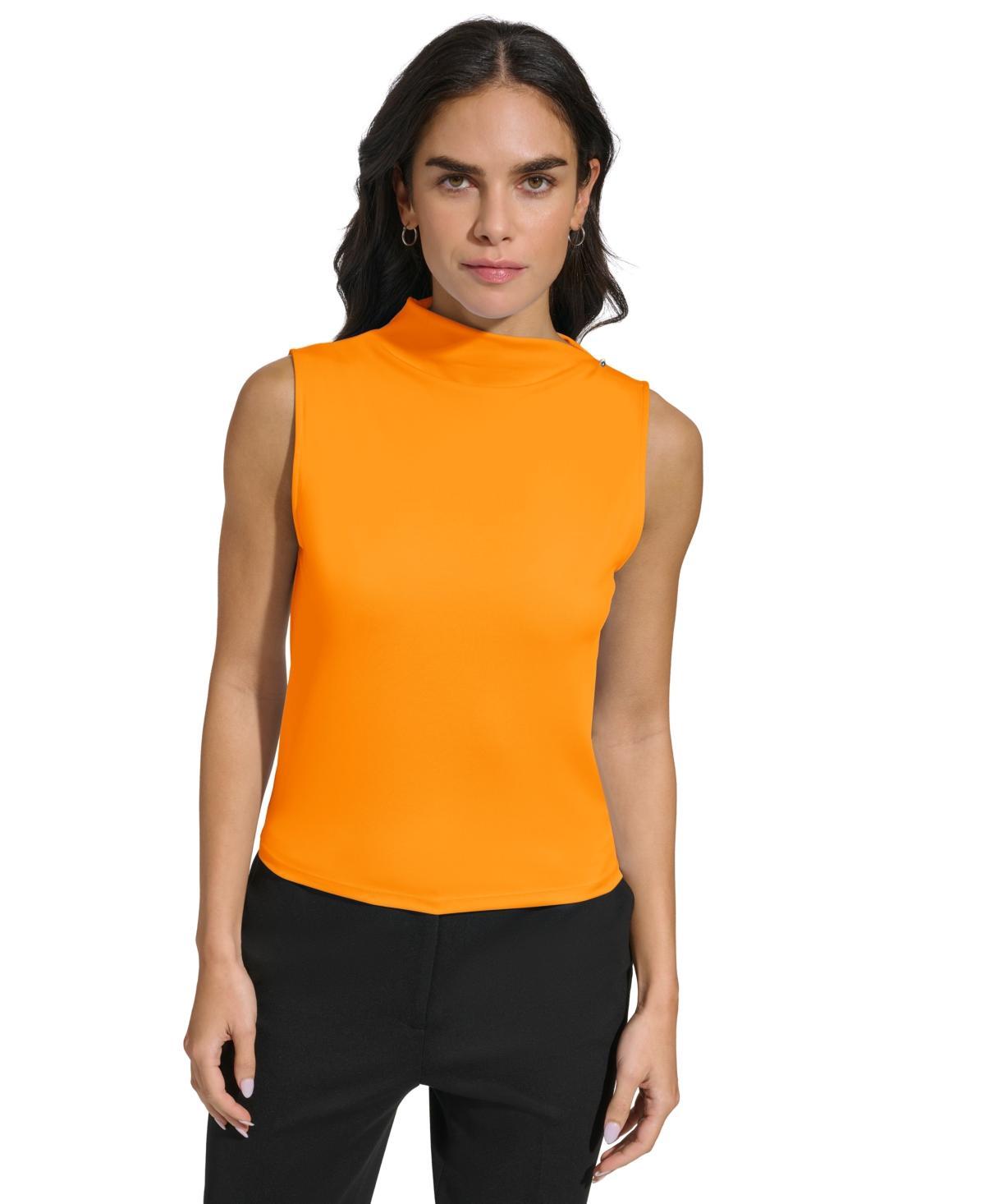 Calvin Klein Womens Funnel-Neck Sleeveless Top Product Image