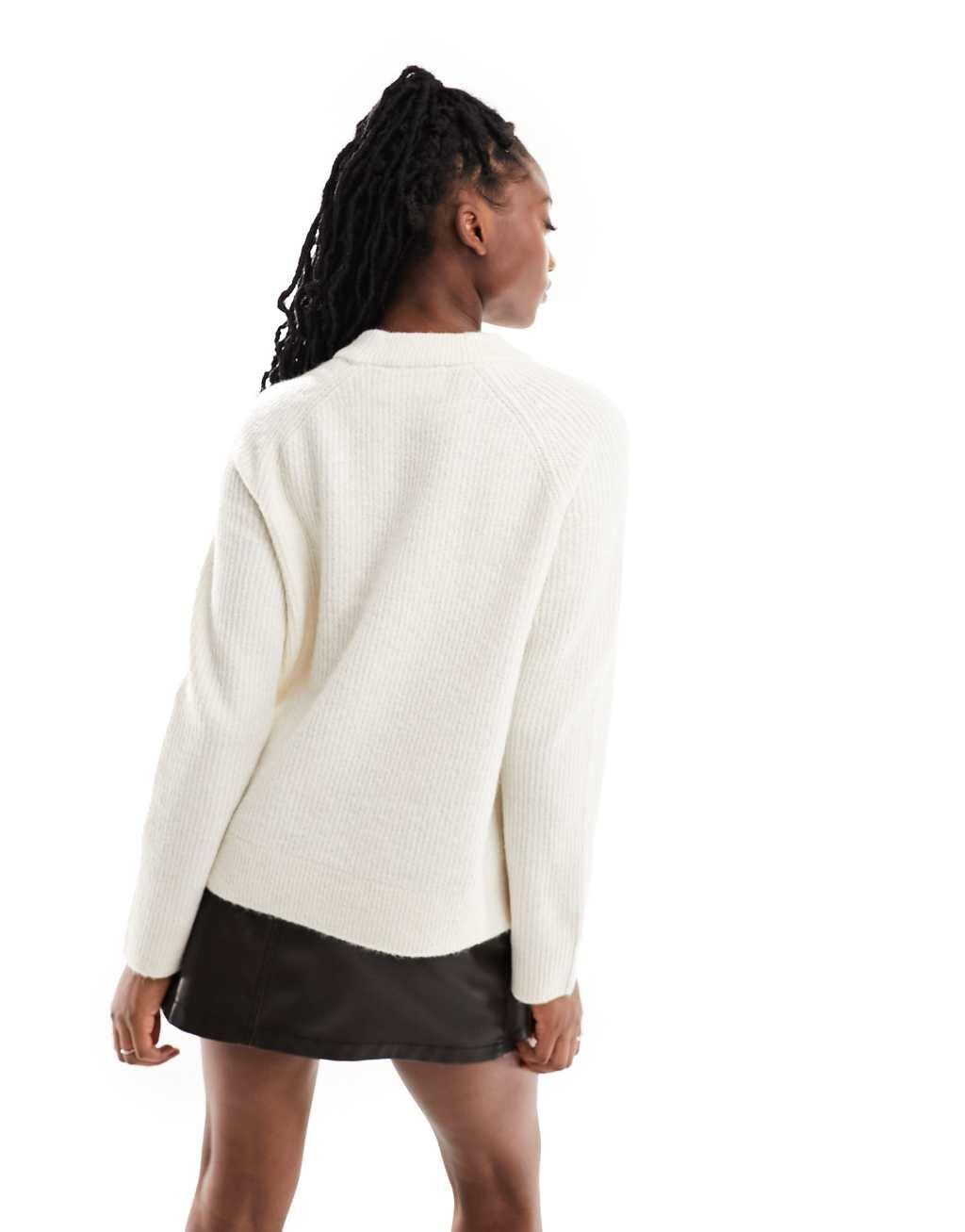 Selected Femme soft knit long sleeve sweater in white Product Image