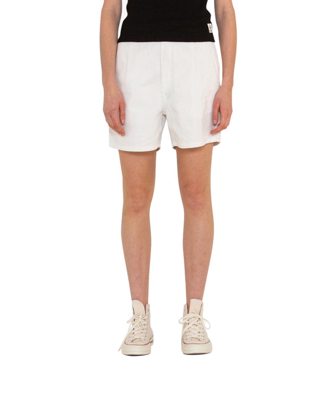 Pauline Pleat Short (Relaxed Fit) - Bleached White Product Image