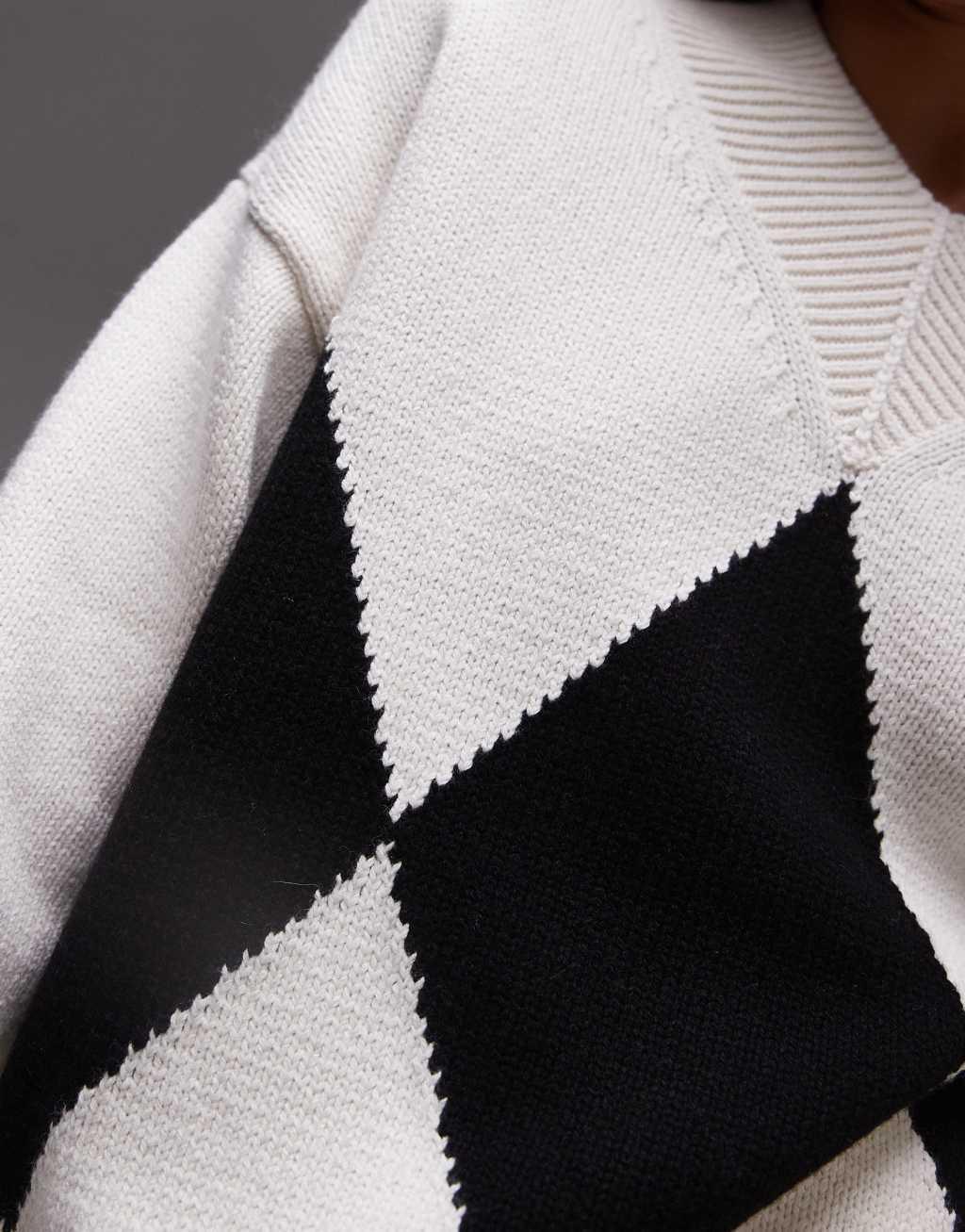 ARKET knit oversized sweater with mono diamond pattern Product Image