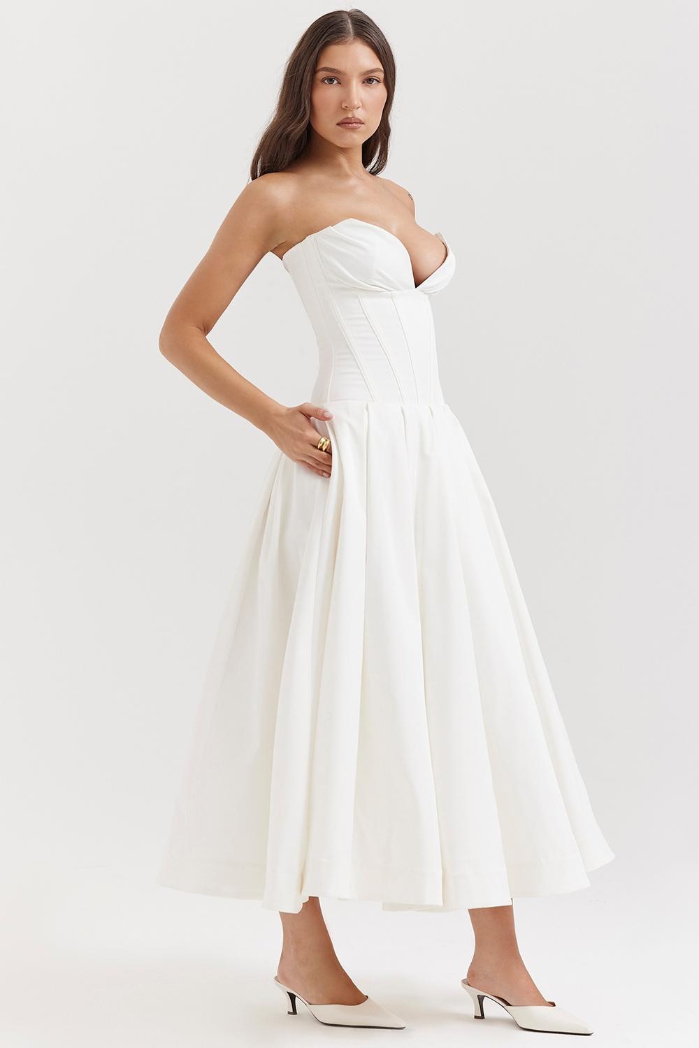 Lady White Strapless Midi Dress Product Image