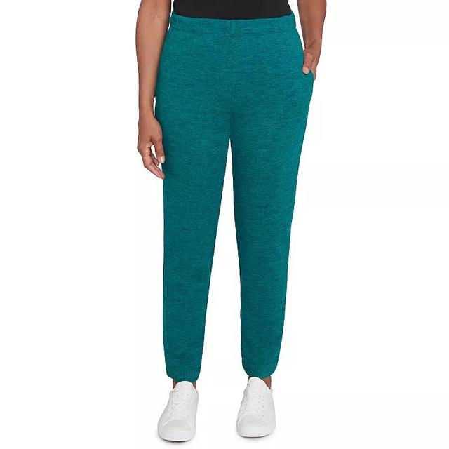 Petite Alfred Dunner Soft Brushed Knit Jogger Pants, Womens Green Product Image