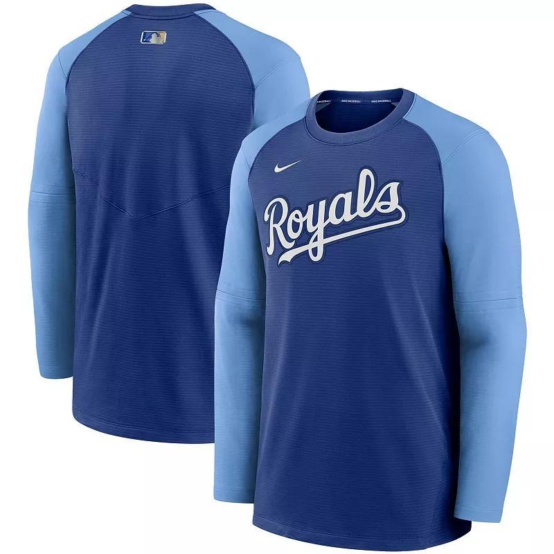 Mens Nike Royal/Light Kansas City Royals Authentic Collection Pregame Performance Raglan Pullover Sweatshirt Product Image