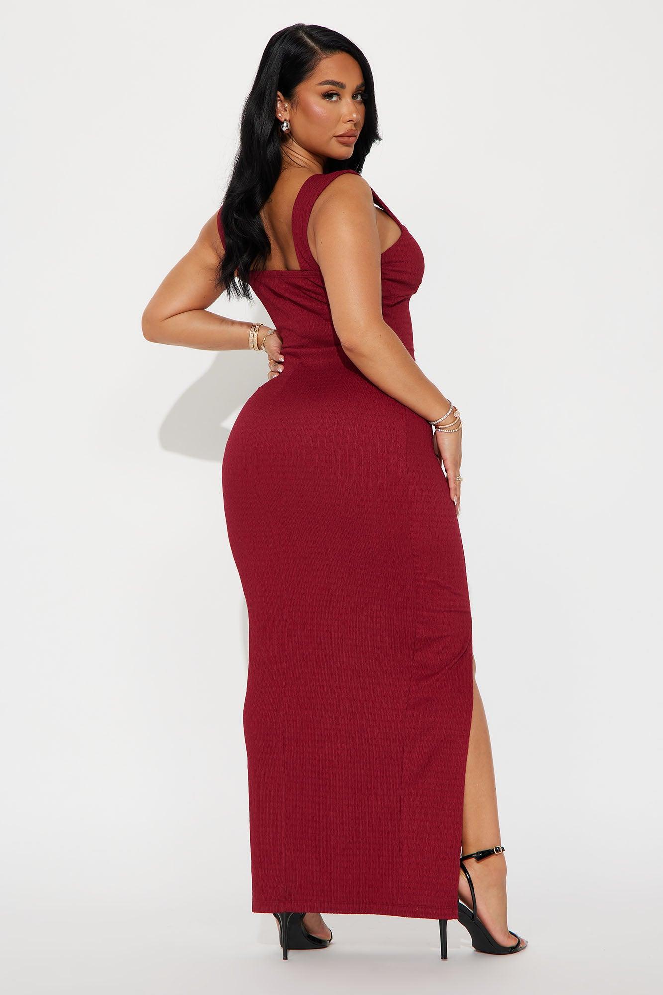 Wine Nights Textured Maxi Dress - Red Product Image