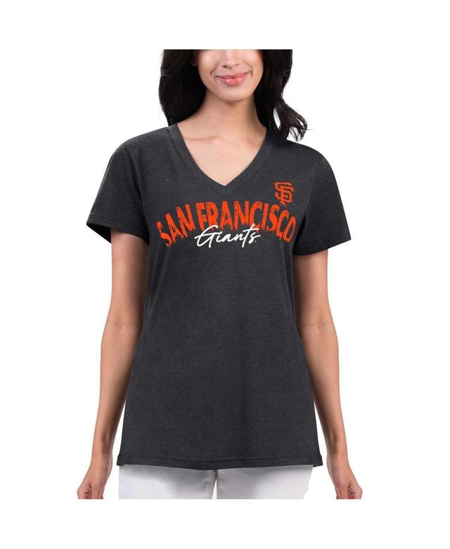 Womens G-iii 4Her by Carl Banks Black Distressed San Francisco Giants Key Move V-Neck T-shirt Product Image