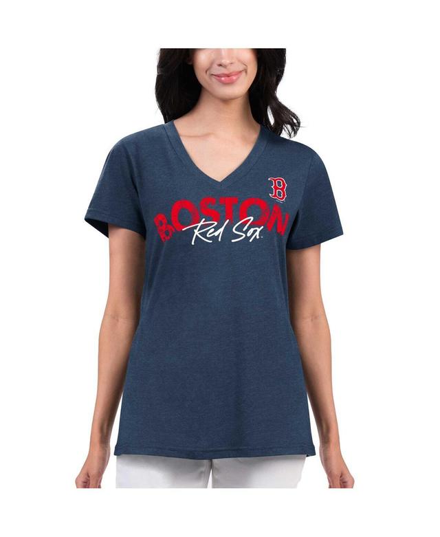 Womens G-iii 4Her by Carl Banks Navy Distressed Boston Red Sox Key Move V-Neck T-shirt Product Image