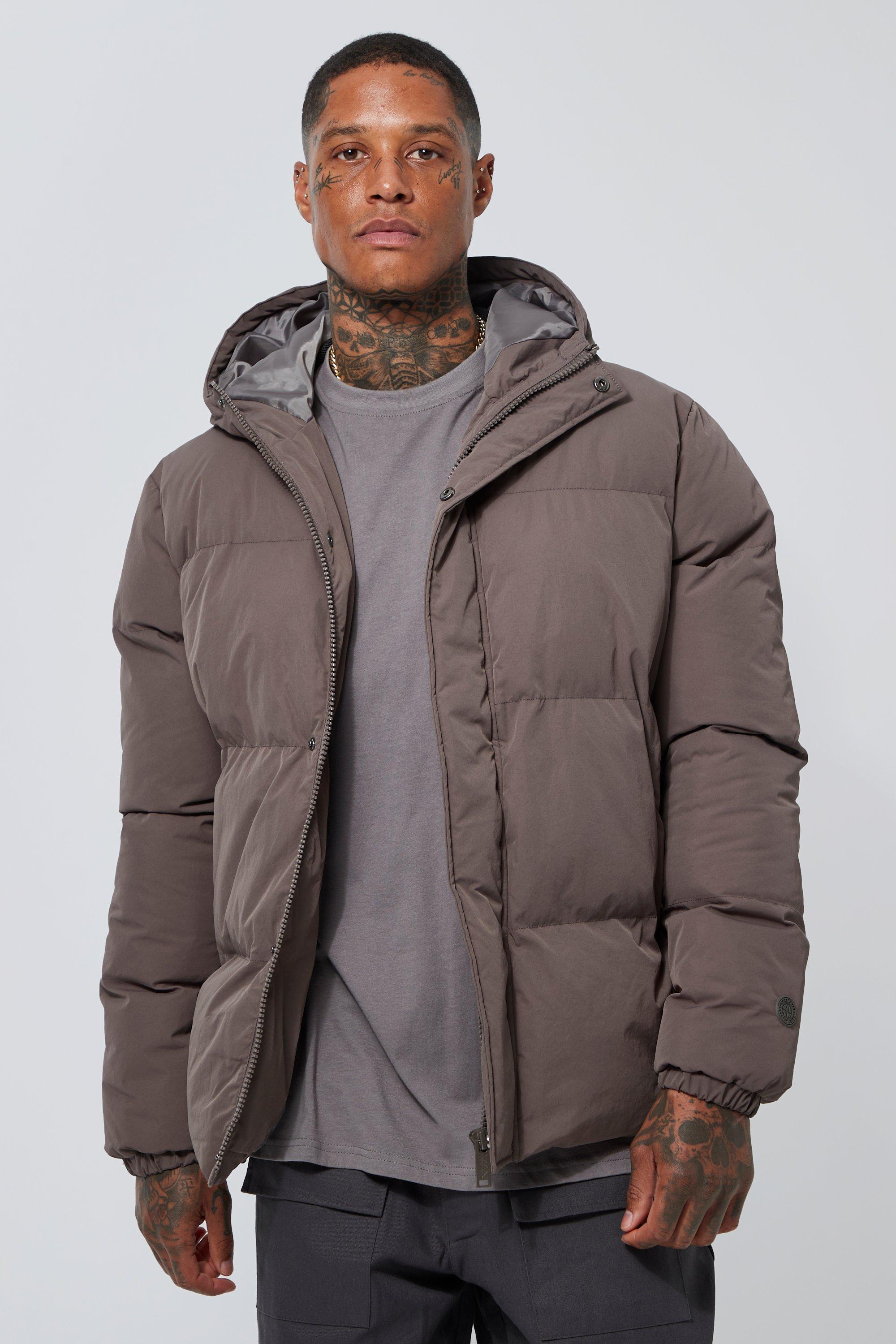 Concealed Placket Hooded Puffer | boohooMAN USA Product Image