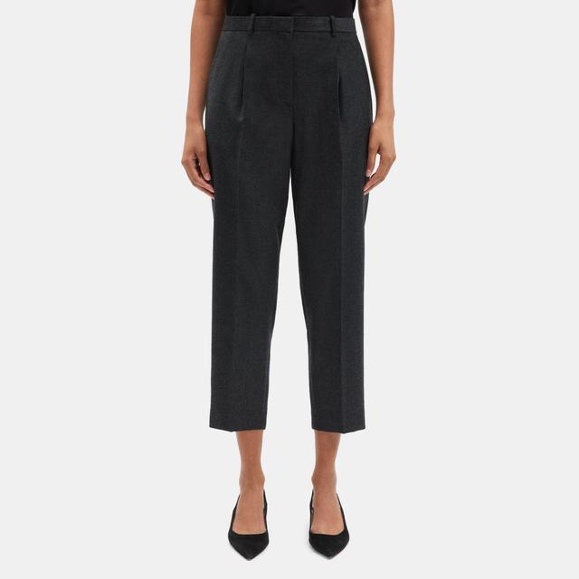 Wool Flannel Pleated Slim Crop Pant | Theory Outlet Product Image