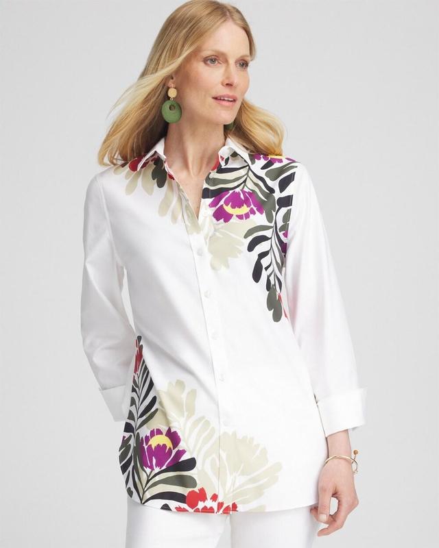 Women's No Iron Stretch Placed Floral Shirt Product Image