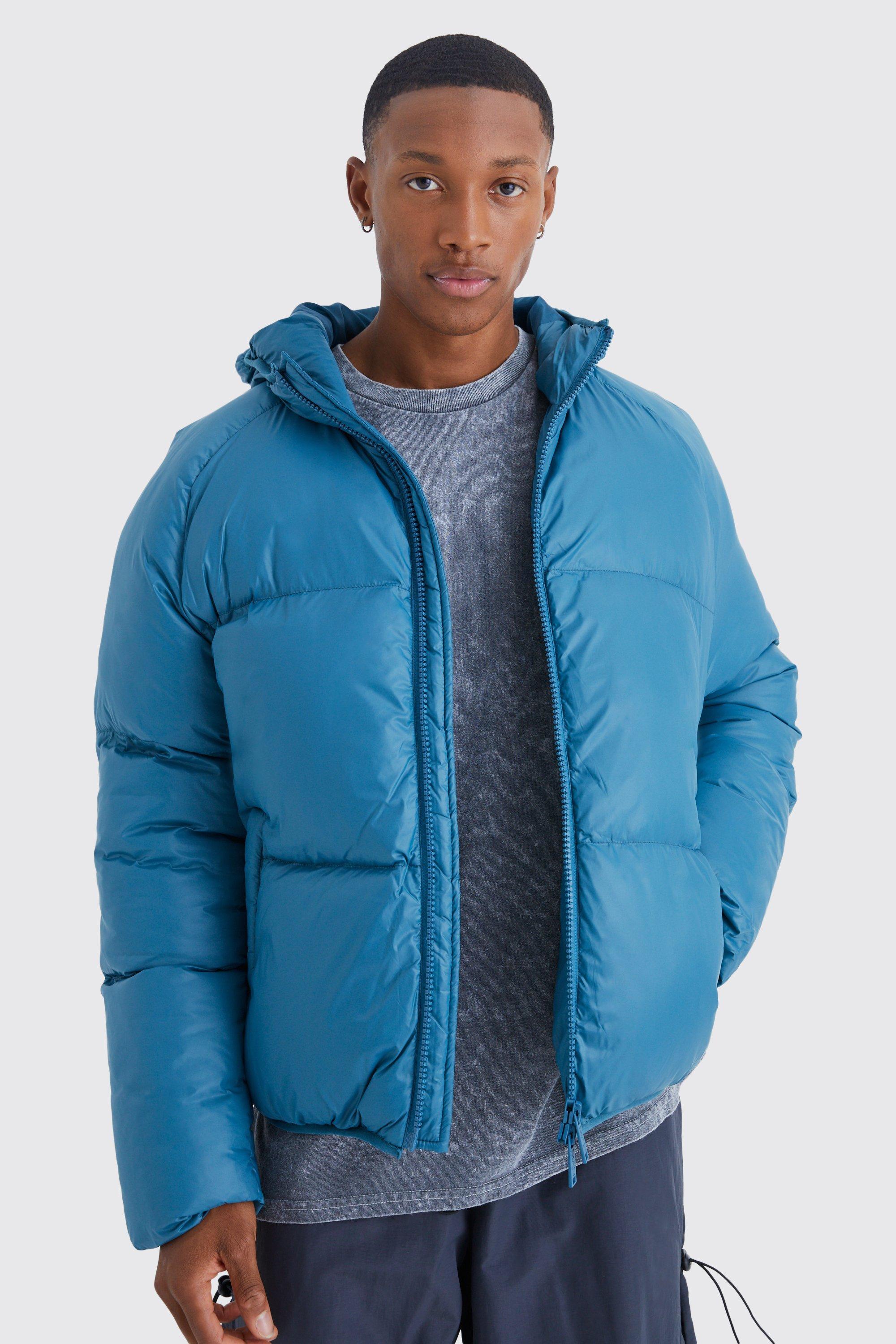 Sheen Quilted Nylon Puffer With Hood | boohooMAN USA Product Image