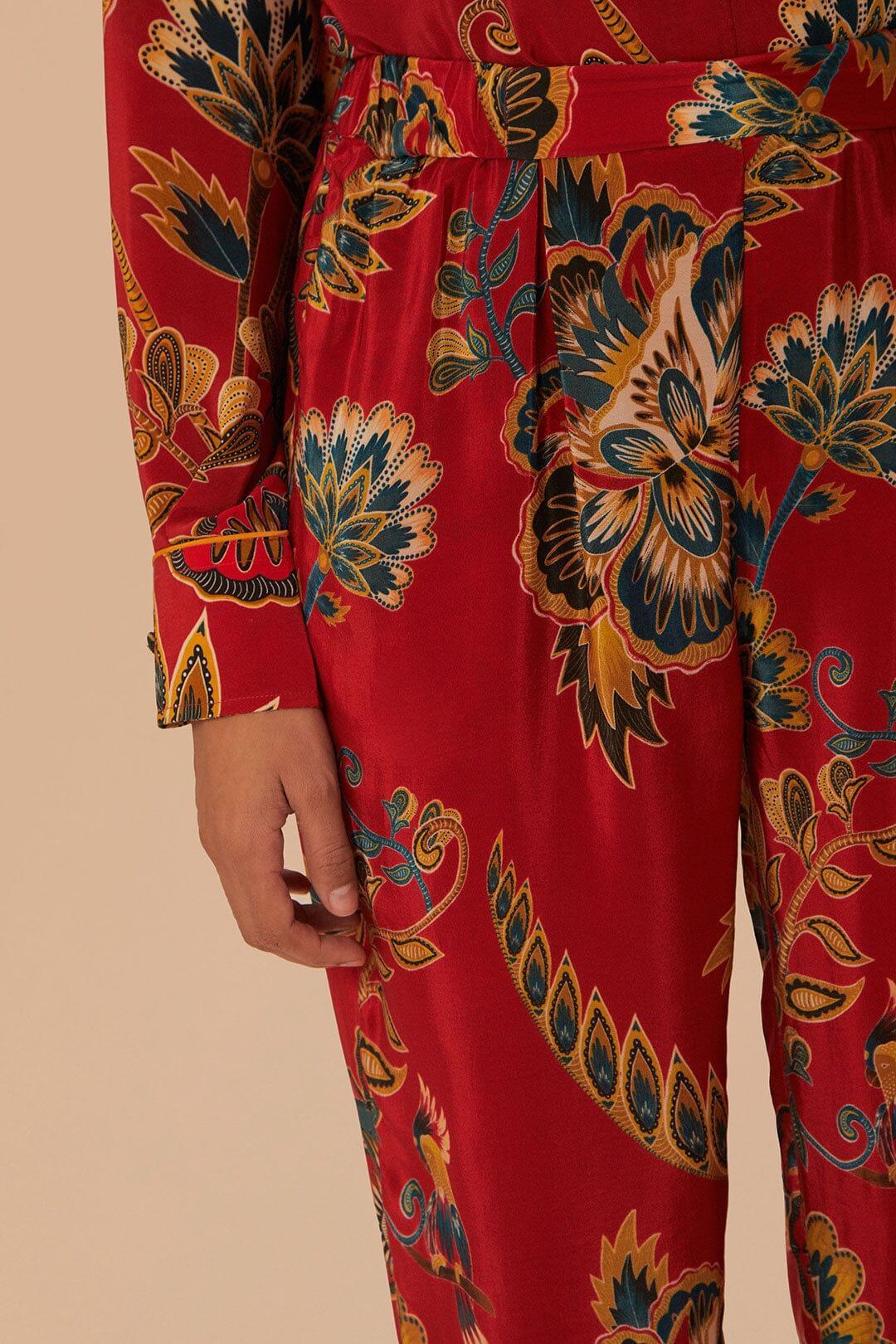 Red Maxi Floral Pajama Pants, MAXI FLORAL RED / XXS Product Image