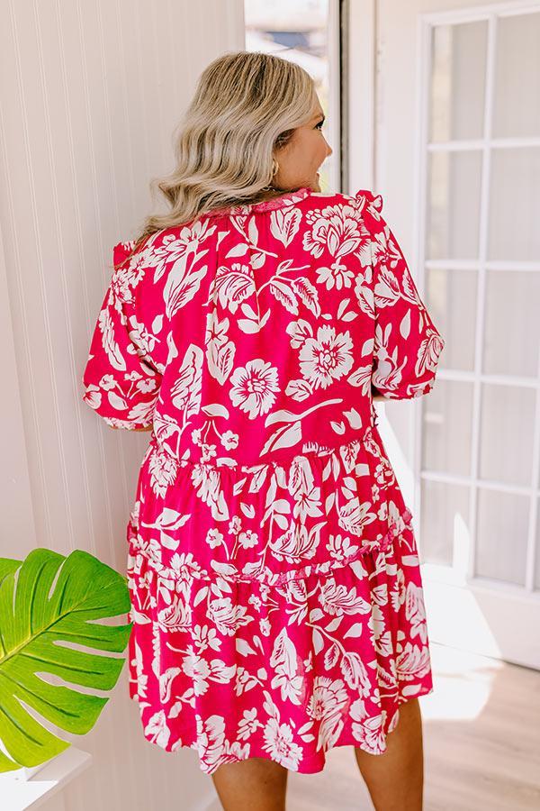 Vacay Ready Floral Mini Dress in Hot Pink Curves Product Image