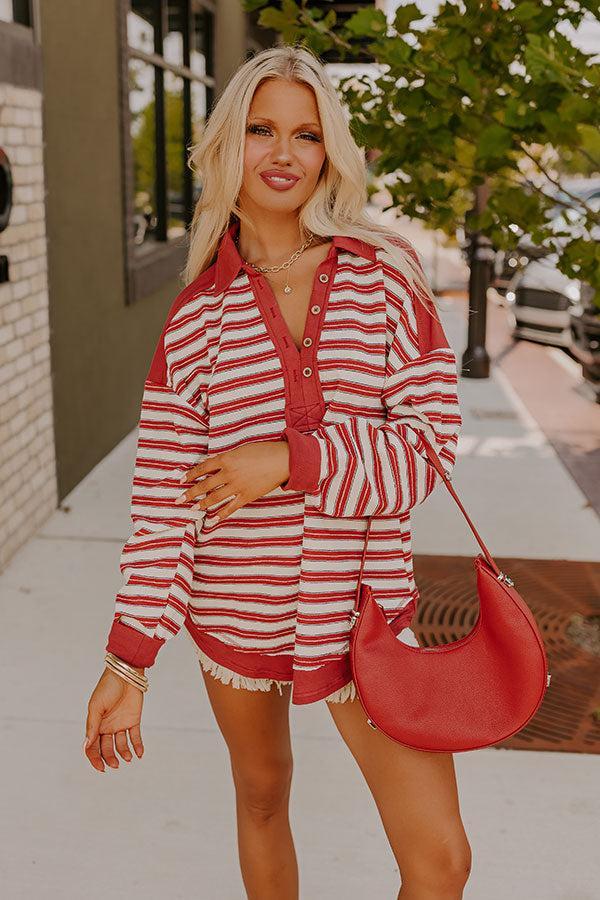 Sweet Treat Stripe Sweatshirt in Red Product Image