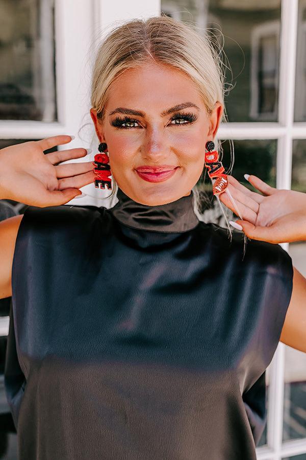 Game Day Beaded Earrings In Red Product Image