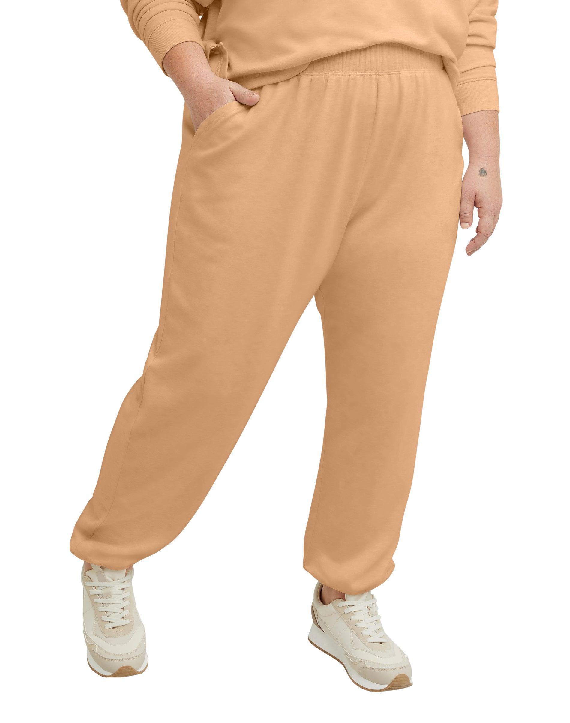 Hanes Originals Womens Soft Brushed Fleece Joggers, 30 (Plus Size) Java Frost Tan 4X Product Image