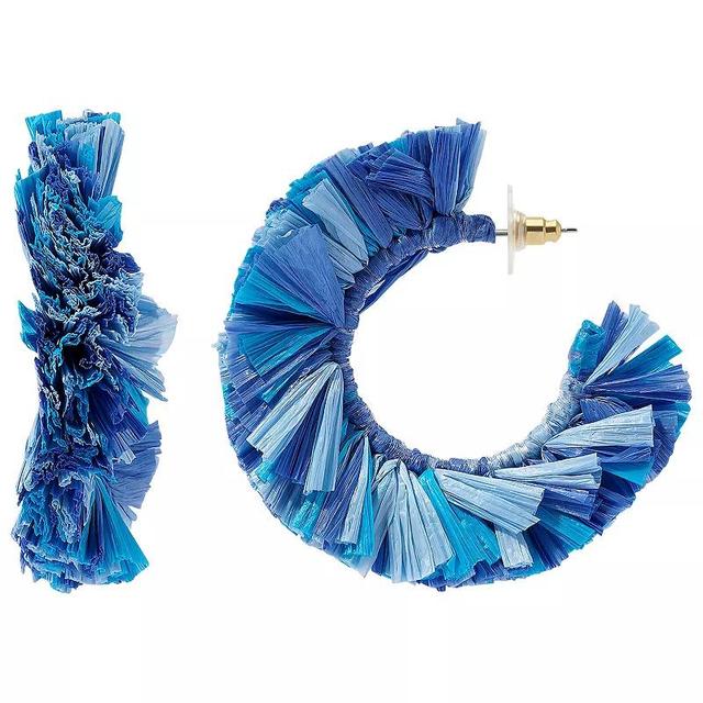 Sonoma Goods For Life Blue & Aqua Raffia C-Hoop Earrings, Womens Product Image