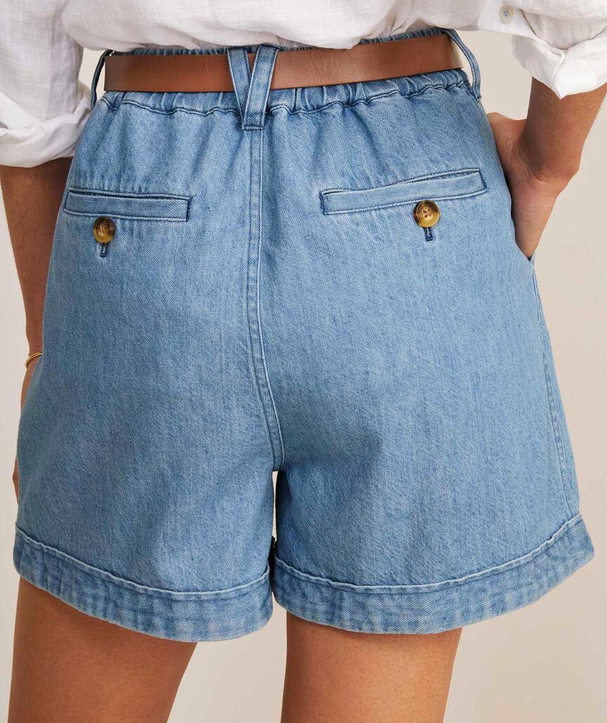 Chambray Pleated Shorts Product Image