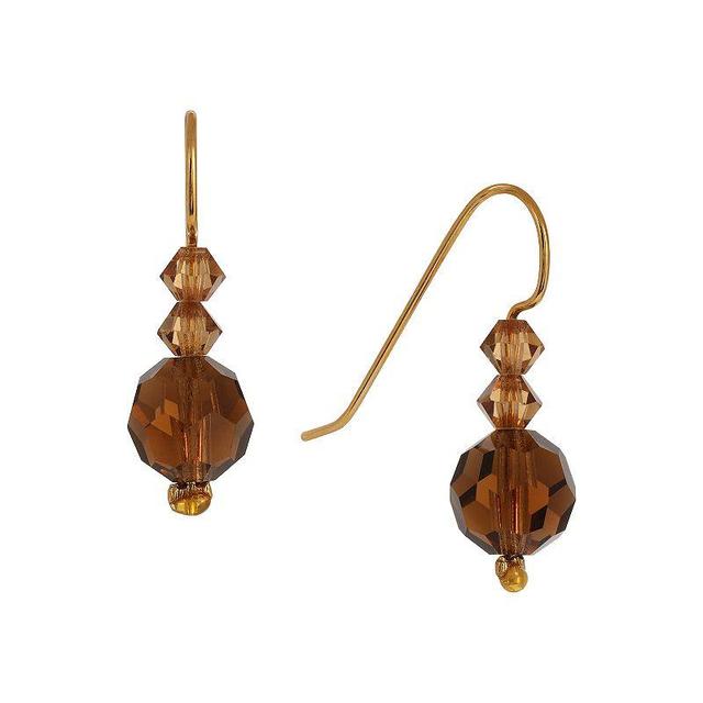 1928 Gold Tone Bead Drop Earrings, Womens, Lt Beige Product Image