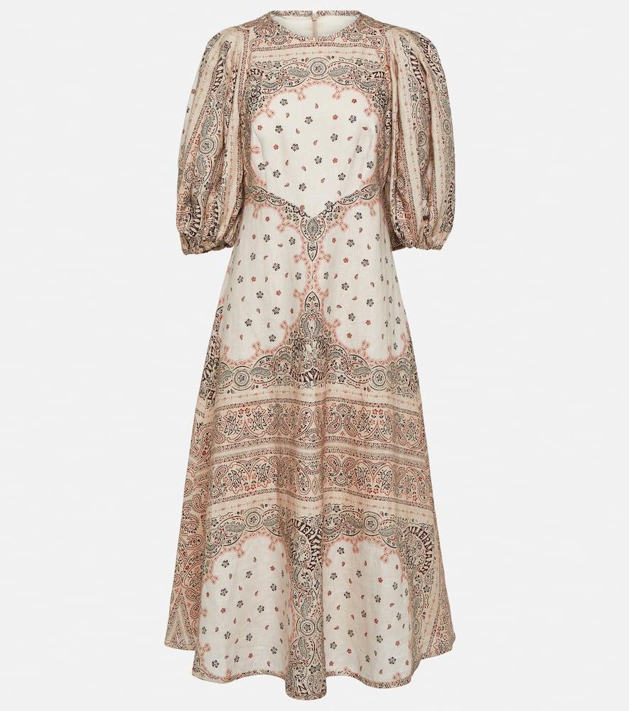 Day Printed Linen Midi Dress In Cream Product Image