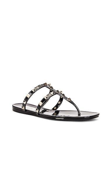 Valentino Garavani Summer Rockstud PVC Thong Sandal in Black Product Image