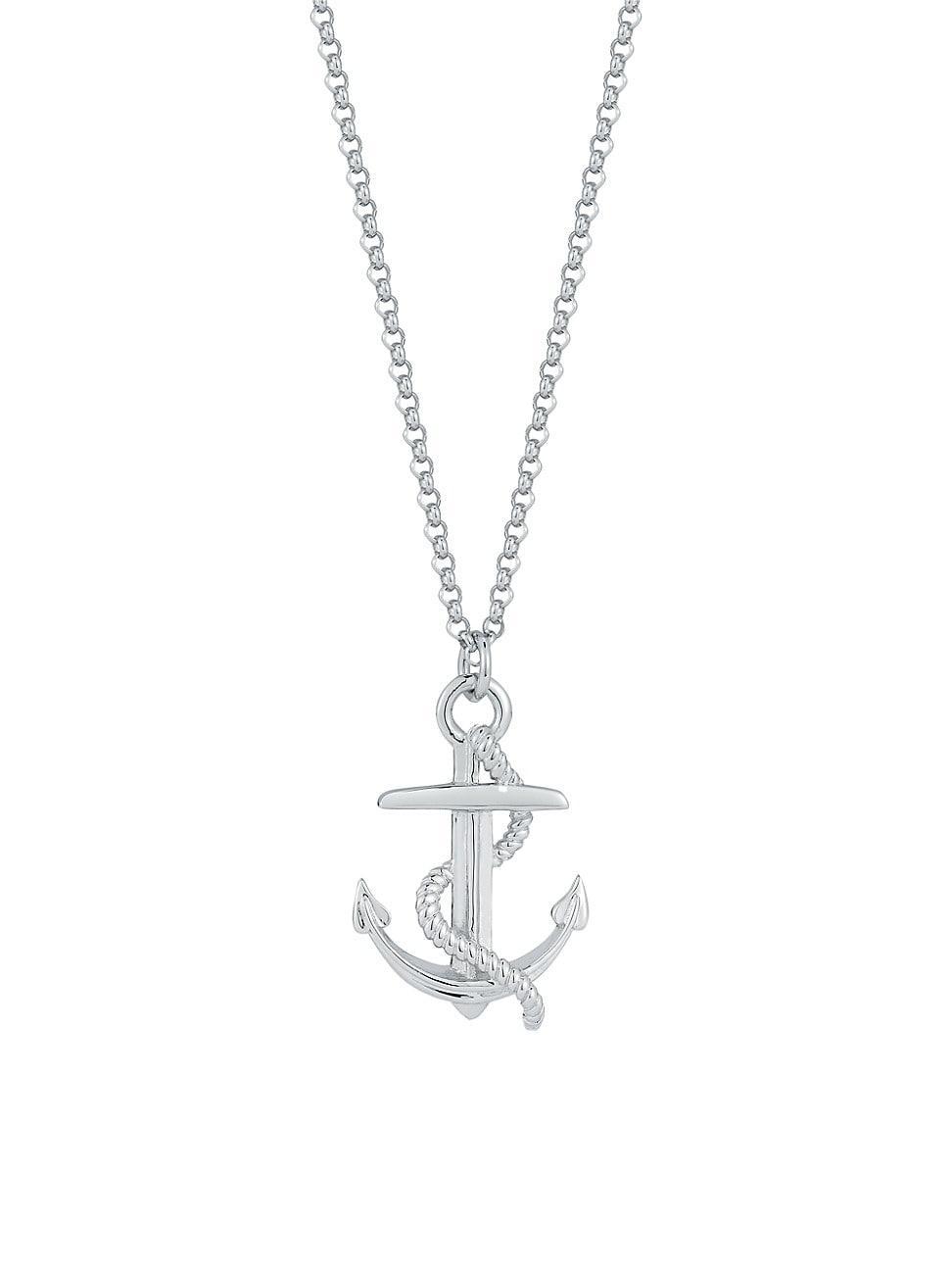 Mens All That Works Anchor Sterling Silver Pendant Necklace Product Image