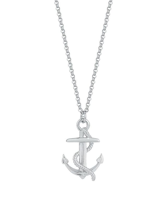 Mens All That Works Anchor Sterling Silver Pendant Necklace Product Image