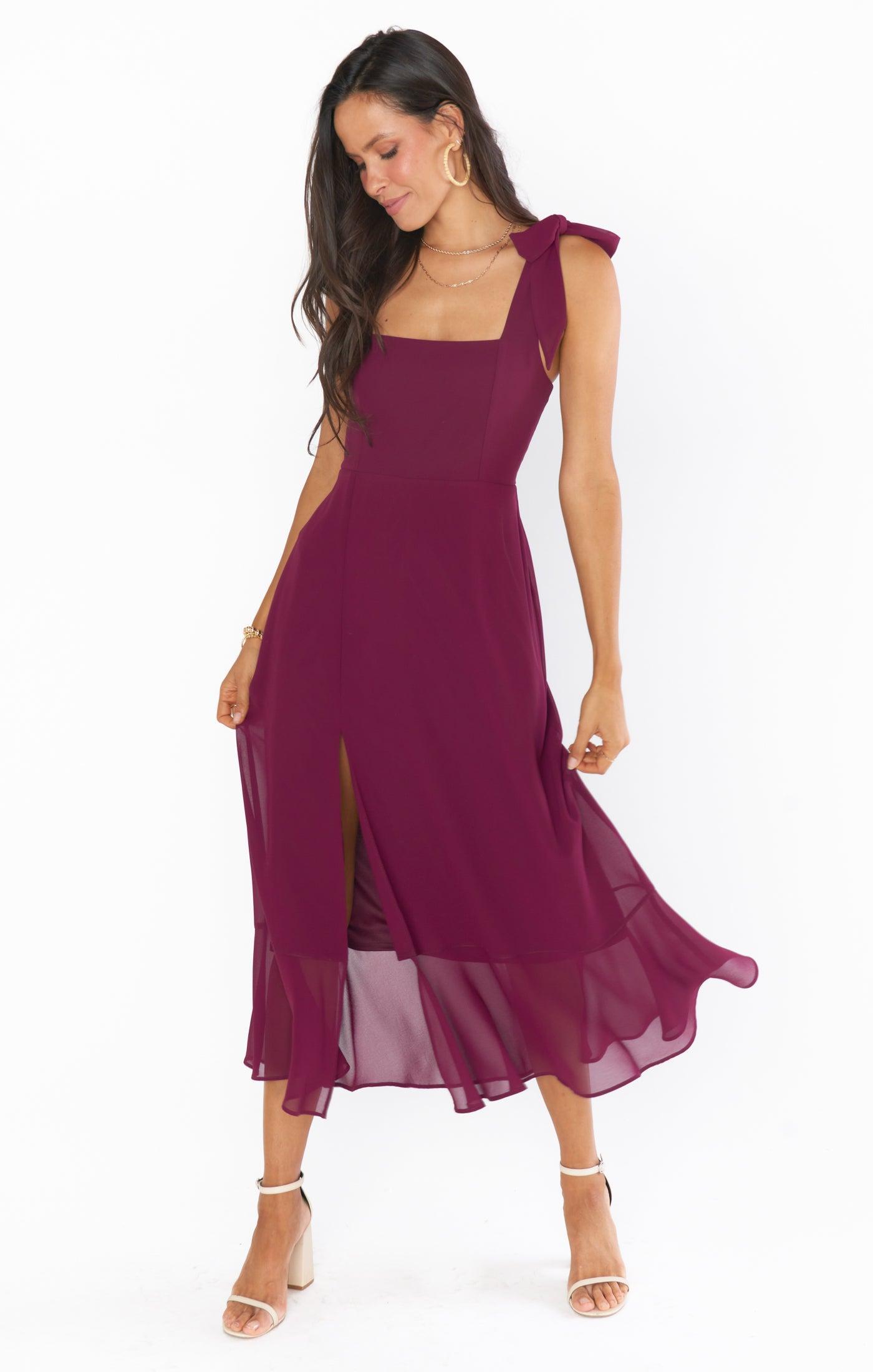 Claire Midi Dress ~ Merlot Chiffon Product Image