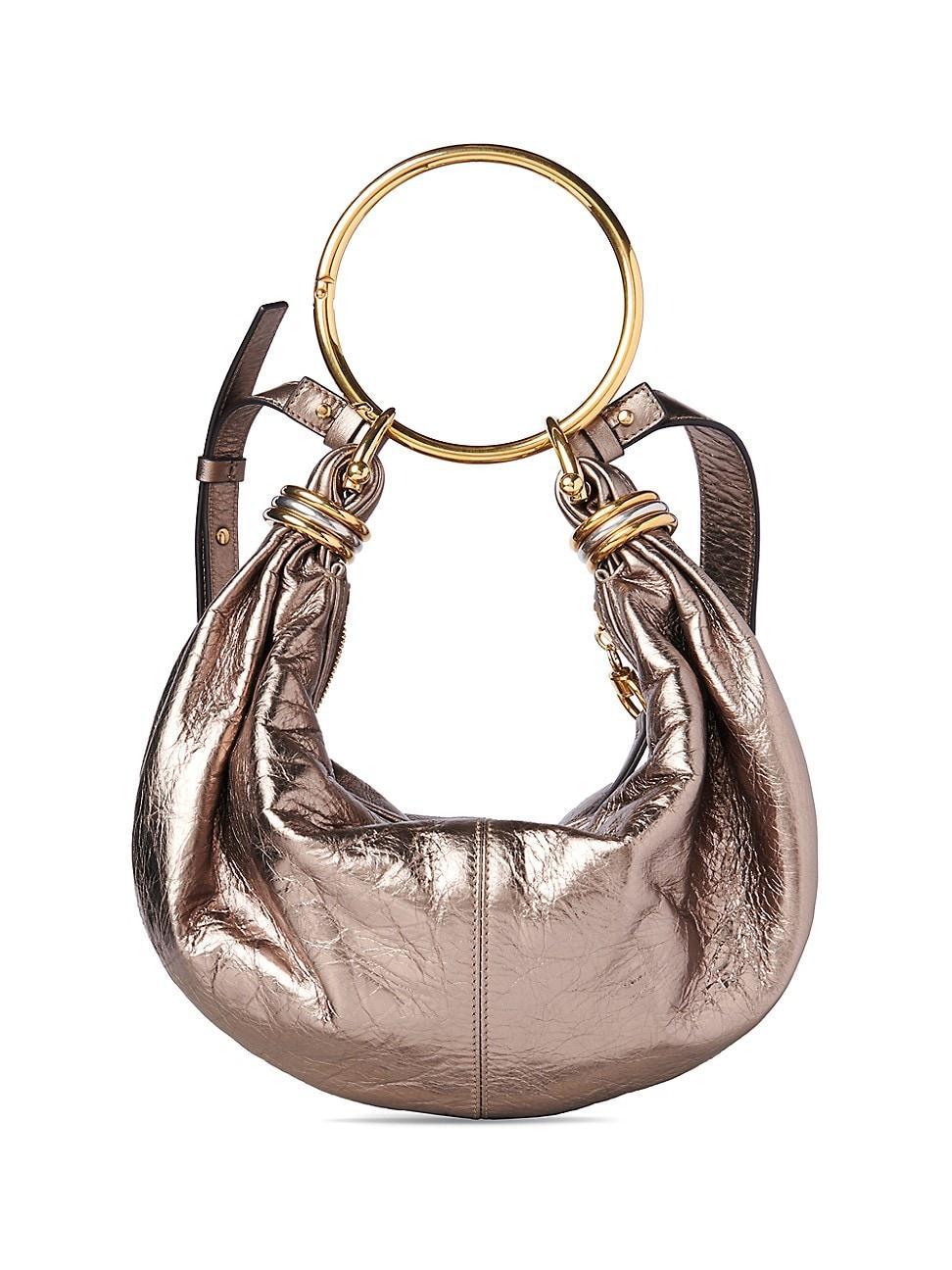 Womens Small Bracelet Metallic Leather Hobo Bag product image