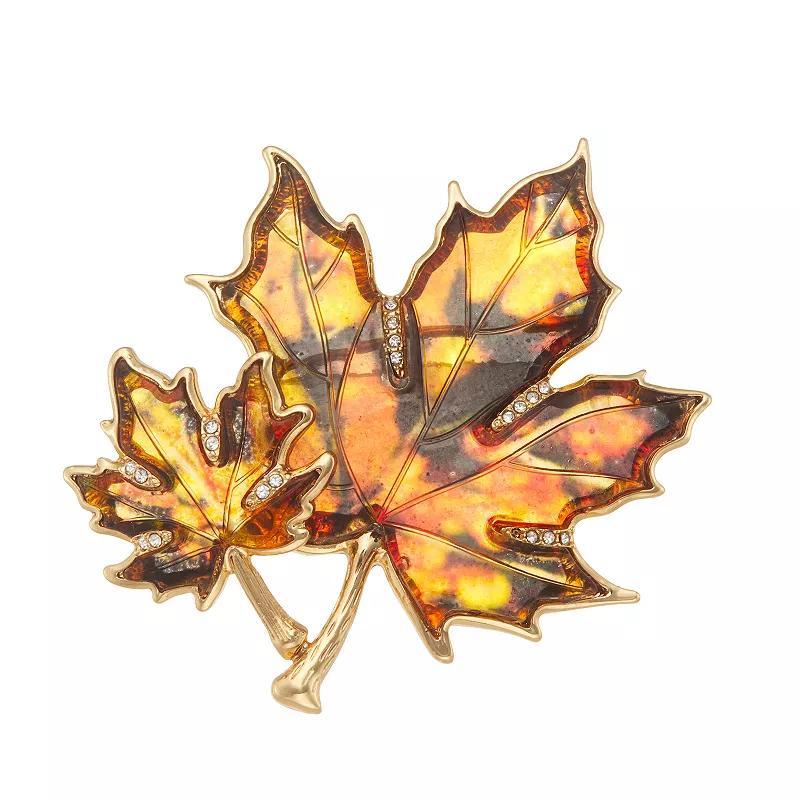 Napier Gold Tone Autumn Fall Leaf Pin, Womens, Green Product Image