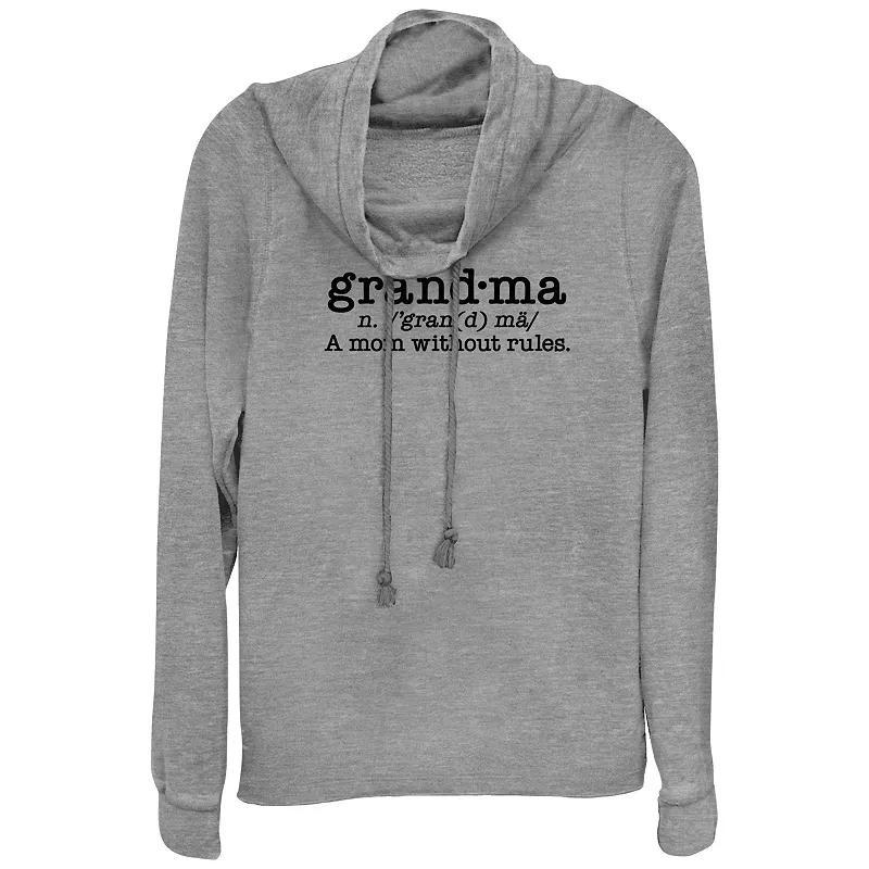 Womens Grandma Definition Cowlneck Graphic Lightweight Long Sleeve, Girls Gray Grey Product Image