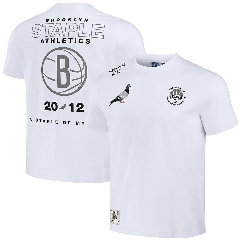 Mens Nba x Staple Cream Distressed Brooklyn Nets Home Team T-shirt Product Image