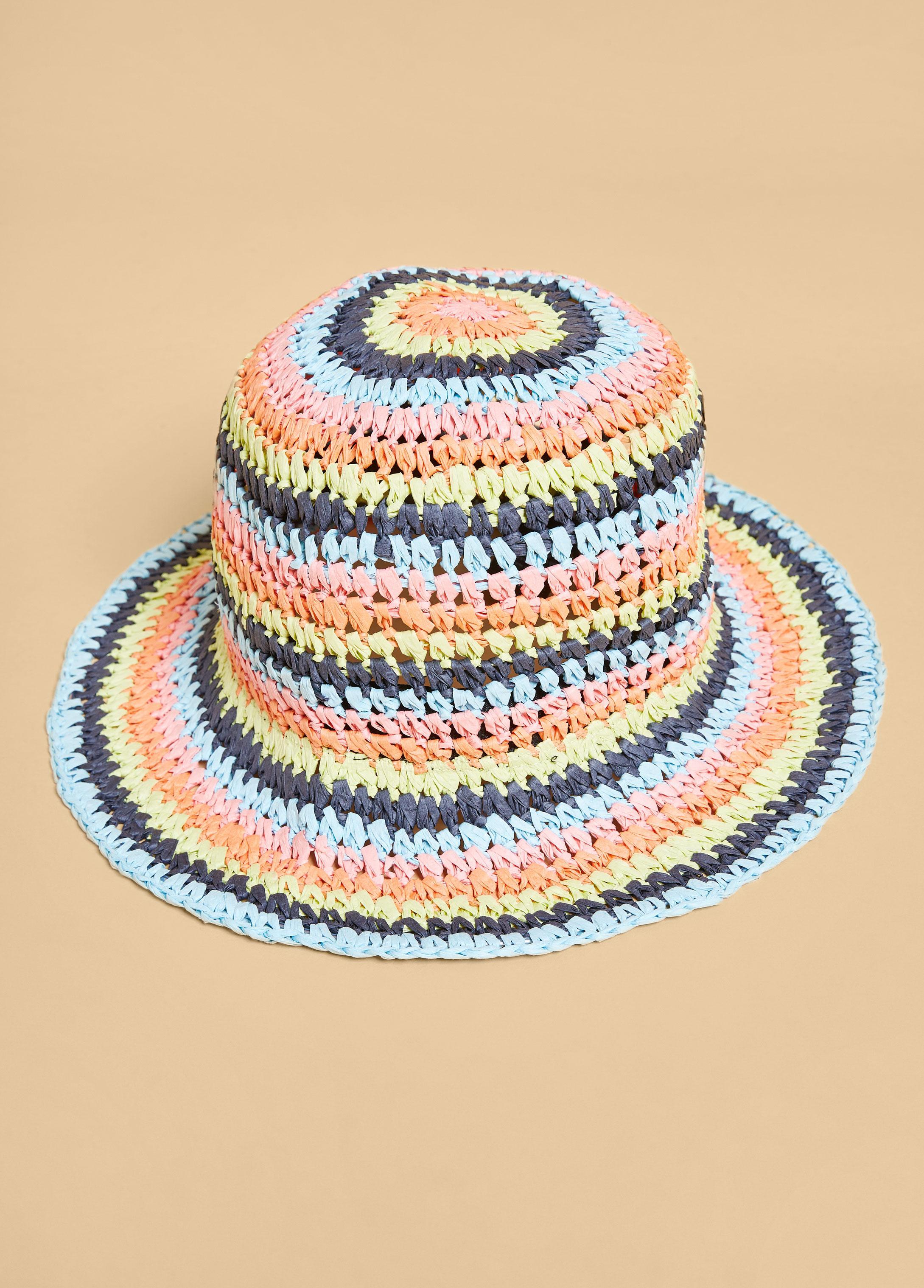 Striped Straw Bucket Hat Product Image