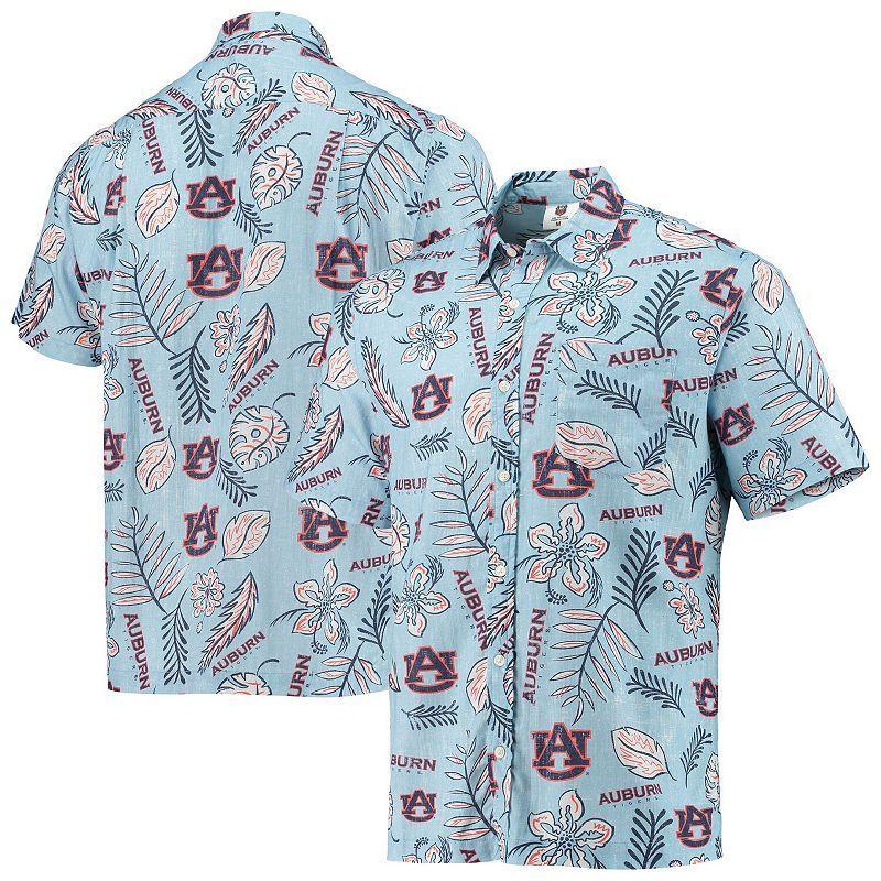 Mens Wes & Willy Blue Auburn Tigers Vintage Floral Button-Up Shirt Product Image