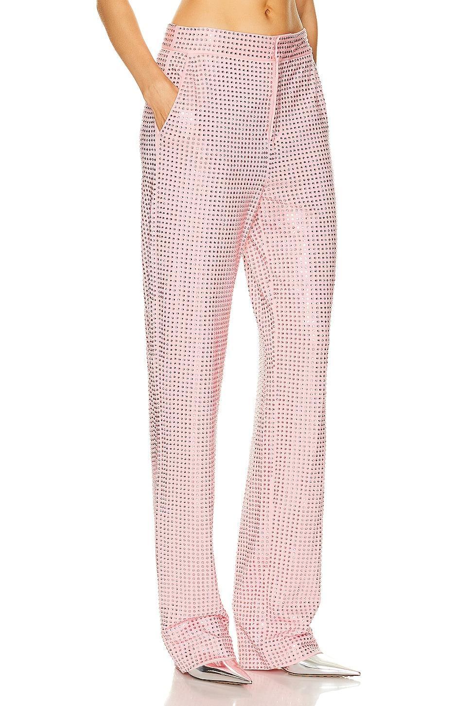 AREA Crystal Embellished Straight Leg Pant in Rose Product Image