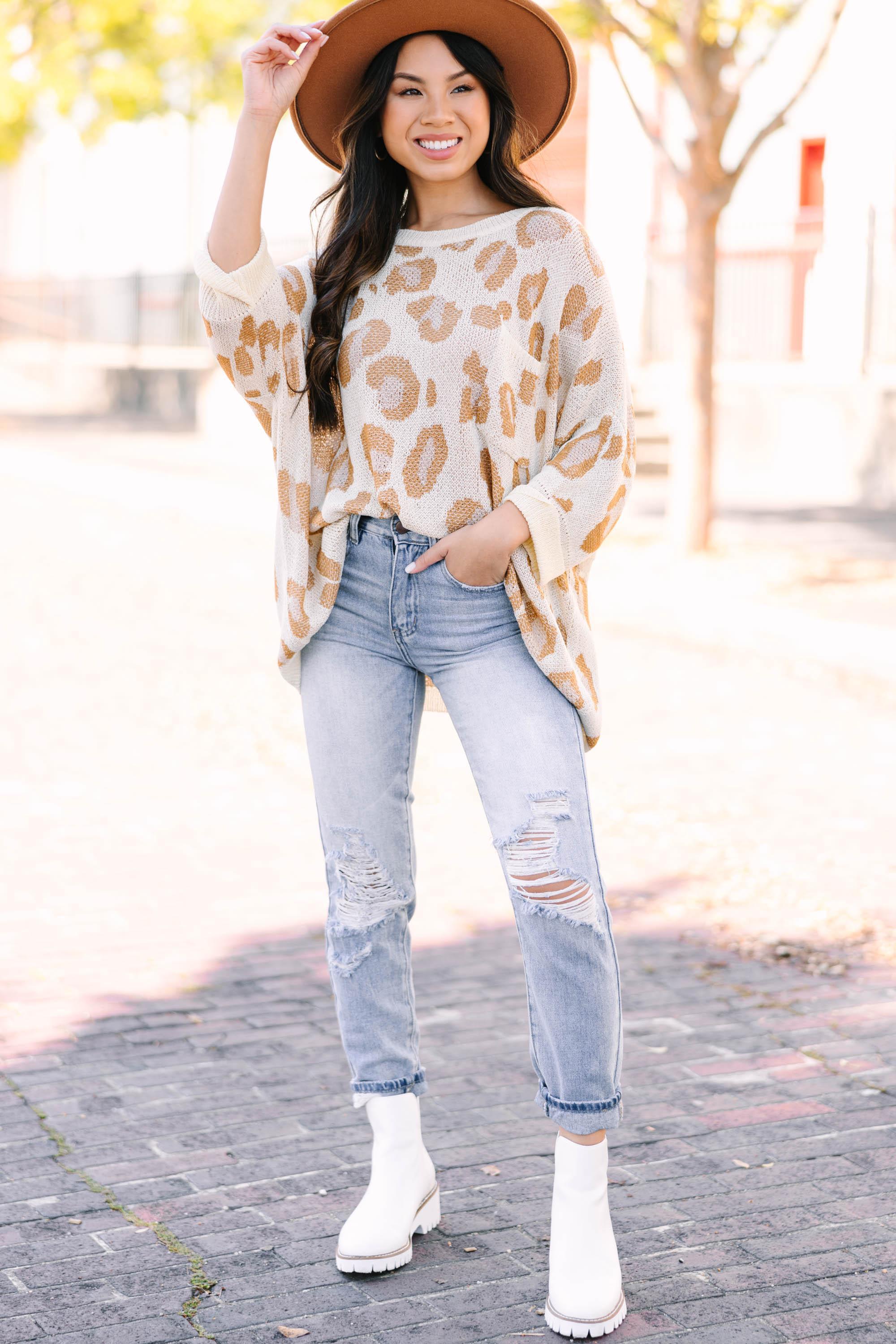 Meet You There Mocha Brown Leopard Sweater Female Product Image