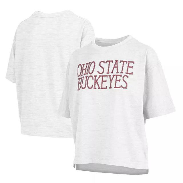 Womens Pressbox Ohio State Buckeyes Motley Crew Chain Stitch Slub Waist Length Boxy T-Shirt Product Image