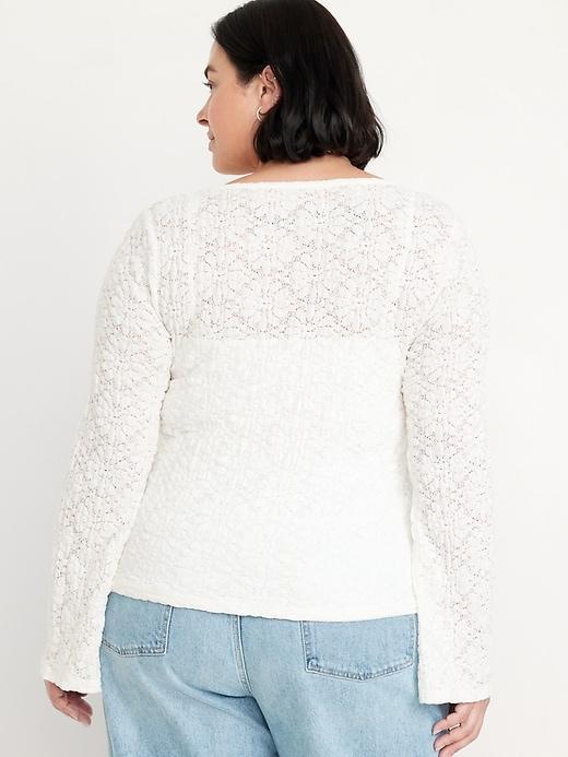 Textured Lace Scoop-Neck Top Product Image