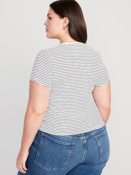 Striped Slim-Fit Crop T-Shirt Product Image