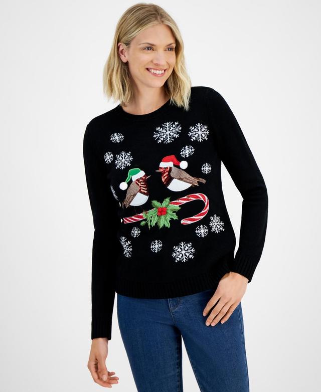 Holiday Lane Womens Merry Robins Crewneck Sweater, Created for Macys Product Image